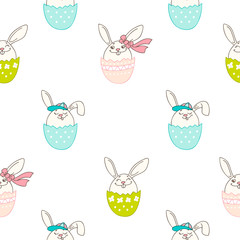 Hand drawn colorful Easter eggs in doodle style. Vector seamless pattern.