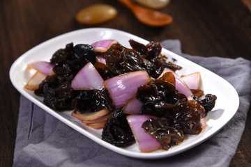 chocolate cake with cherries and nuts