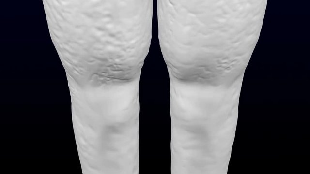 3d woman's legs gain weight and lose weight. Loopable. Luma matte. 3D rendering.