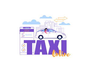 Fototapeta na wymiar Online Taxi Driver Application. Order Service.