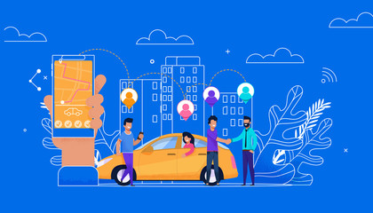 Carsharing Online Simple Flat. Passenger Character