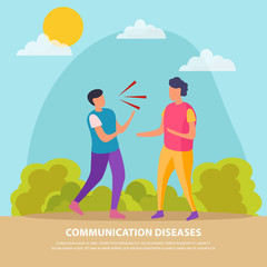Communication Diseases Flat Background