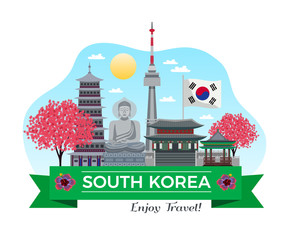 Naklejka premium South Korea Tourism Composition