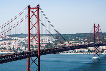 The bridge over the Tagus river in Lisbon. The longest bridge in Europe.