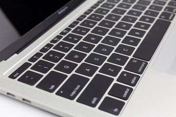 Keyboard of a computer.