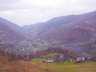 Carpatian mountains at the fog