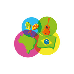 map of brazil and set icons