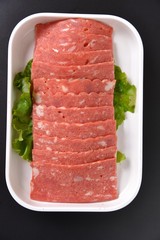 slices of raw meat on a plate