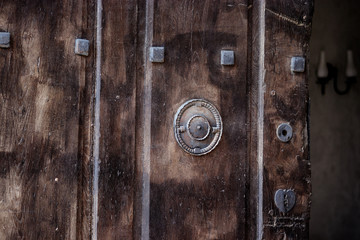 Old wooden door from medieval citadel