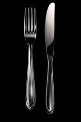 Fork and Knife isolated on black background