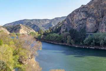 Obraz na płótnie Canvas Paisajes de la ribera del rio ebro en flix - Ribera d'ebre - Tarragona