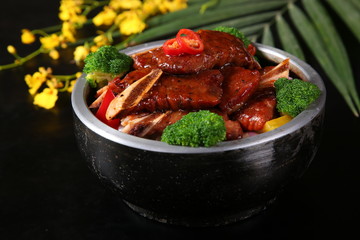roasted meat with vegetables