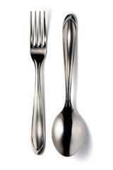 Fork and spoon isolated on white background