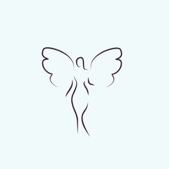 butterfly woman shape line illustration vector