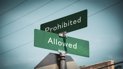 Street Sign Allowed versus Prohibited