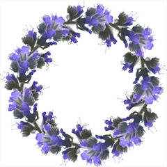 Obraz na płótnie Canvas Floristic decorative vecror frame of blue wildflowers