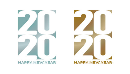 2020 Happy New Year text. Cover of business diary for 2020 in purist blue and mellow yellow fashionable trend color. Brochure vector design template, card, banner and flyer illustration