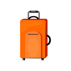 Orange fabric traveling bag flat icon. Luggage, suitcase, baggage. Bags concept. Vector illustration can be used for topics like business, travel, transportation