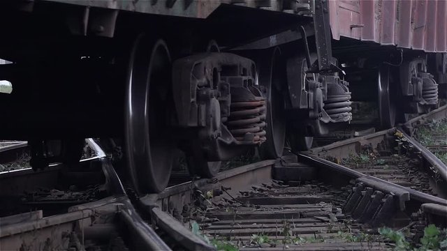 Freight train passing by close up