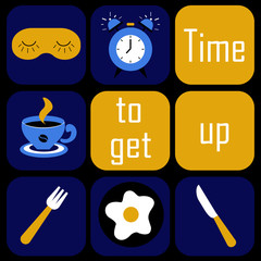 Set of icons morning time.Good morning. Flat design. Vector illustration.