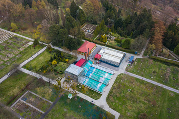 Aerial view of the botanical garden in Kaliningrad, Russia