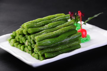 fresh green asparagus on a plate