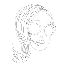 Portret minimalistic style. Abstract face one line drawing. Vector.