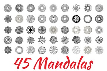 45 Mandala flowers set in arabic style.