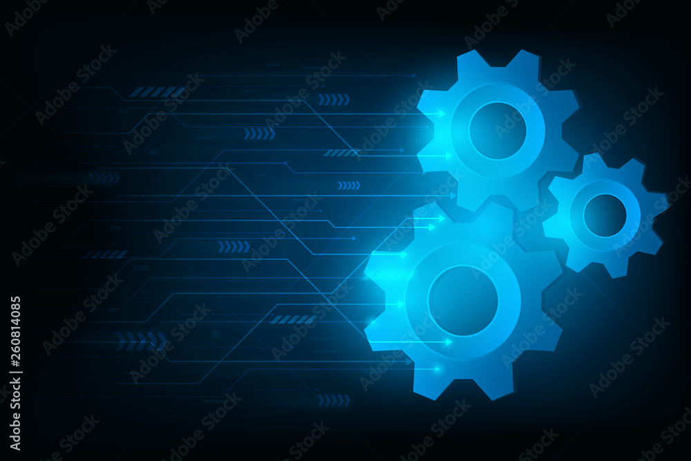 Poster futuristic engine gear for system for forward to future.vector and illustration