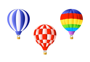 Naklejka premium Hot air balloon set. Bright colorful hot air balloons on white background. Can be used for topics like freedom, vacation, festival