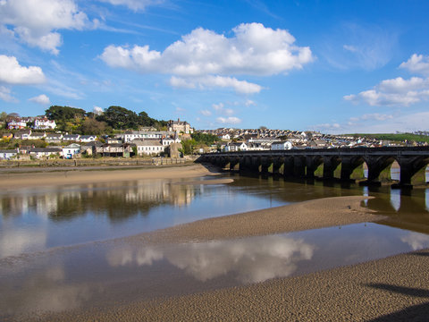 Bideford Long bridge in Devon basking in the spring sunshine