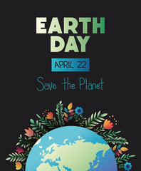 world planet earth day with floral decoration