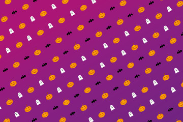 Set of spooky pumpkin in different face with grave on background.vector and illustration