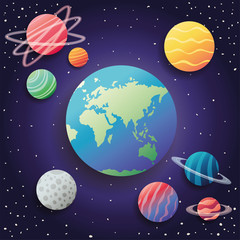 Fototapeta premium group of planets spacial icons