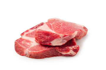 Raw pork isolated on white background.