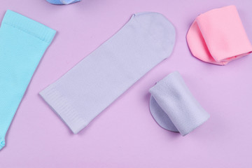 Colorful collection of cotton socks.