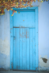 blue wooden door