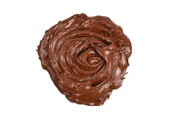 Chocolate cream isolated on white background.