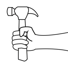 hand holding hammer tool