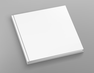 White hardcover square book album vector mock up on grey table.
