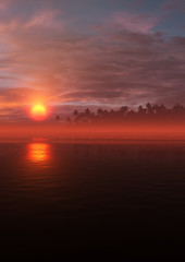 Fototapeta premium concept art of beautiful and peaceful tropical environment landscape 