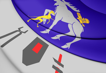 3D Flag of Jamtland County, Sweden.