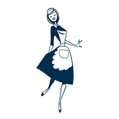 Vintage Style Clip Art - Happy Maid - Vector EPS10.