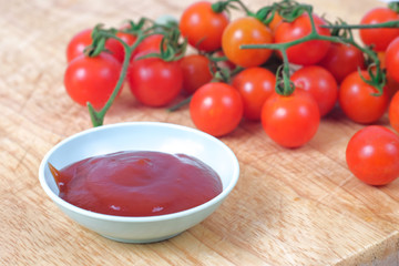 Tomato sauce with fresh Small Tomato ,food for health concept.