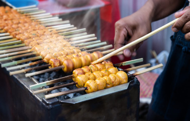 japanese meatball grill  or tsukune.