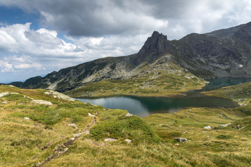 Fototapeta na wymiar Amazing landscape with The Twin lake at The Seven Rila Lakes, Rila Mountain, Bulgaria