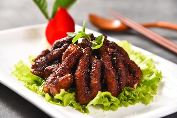 grilled beef steak with vegetables