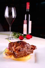 steak and wine