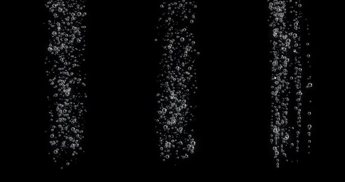 3d animation of bubbles moving and floating on a black background