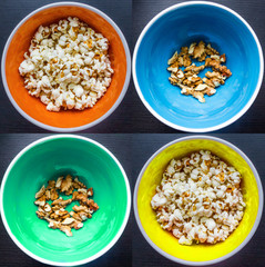 Bowl of tasty homemade popcorn.